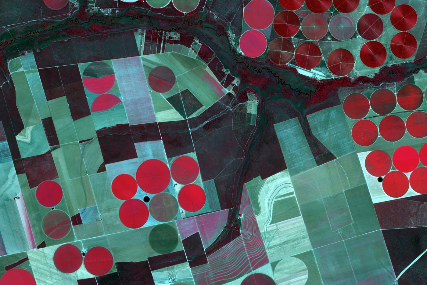 Sentinel-2 vegetation false colour image of Barreiras, western Bahia, Brazil