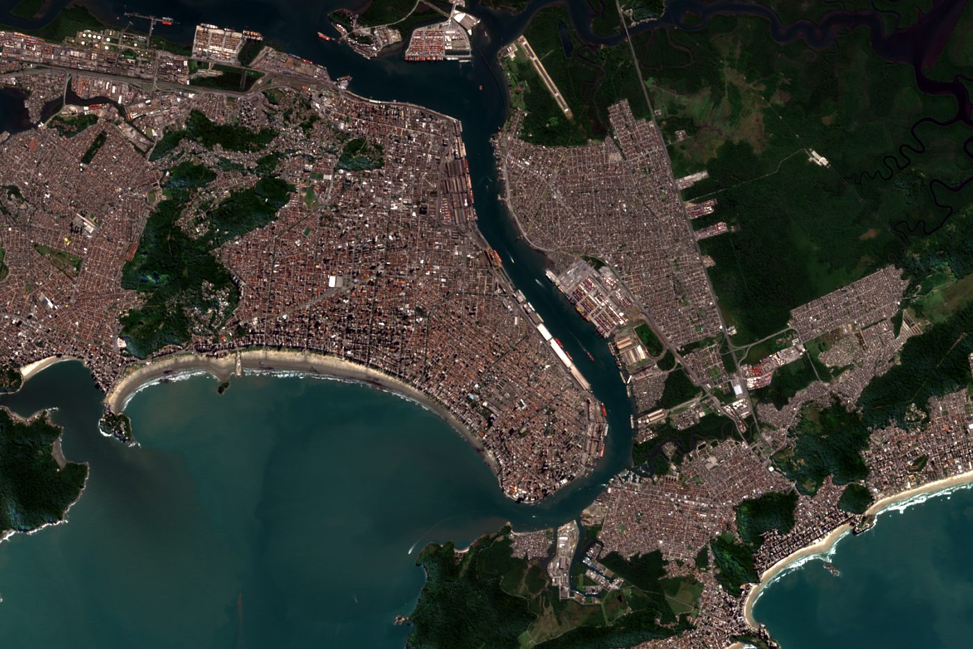 Sentinel-2 true colour image of Port of Santos, São Paulo, Brazil