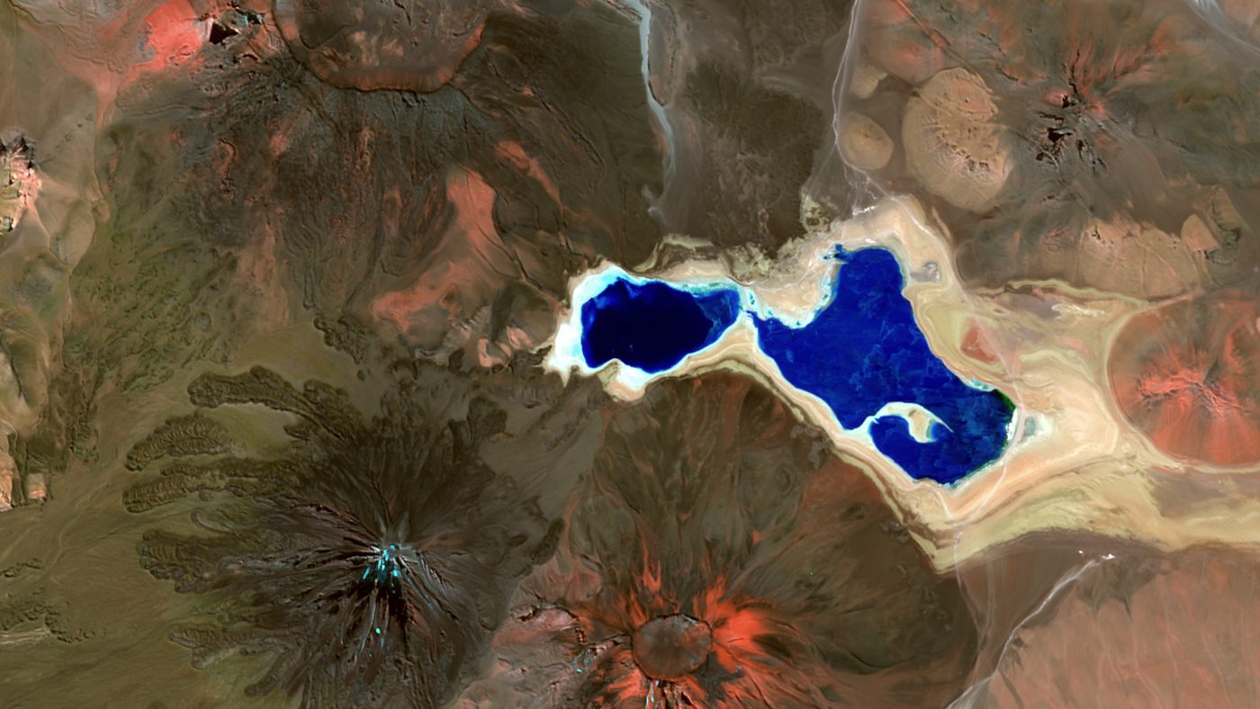 Sentinel-2 geology composite image of Laguna Verde and Licancabur volcano, Potosí, Bolivia / Chile